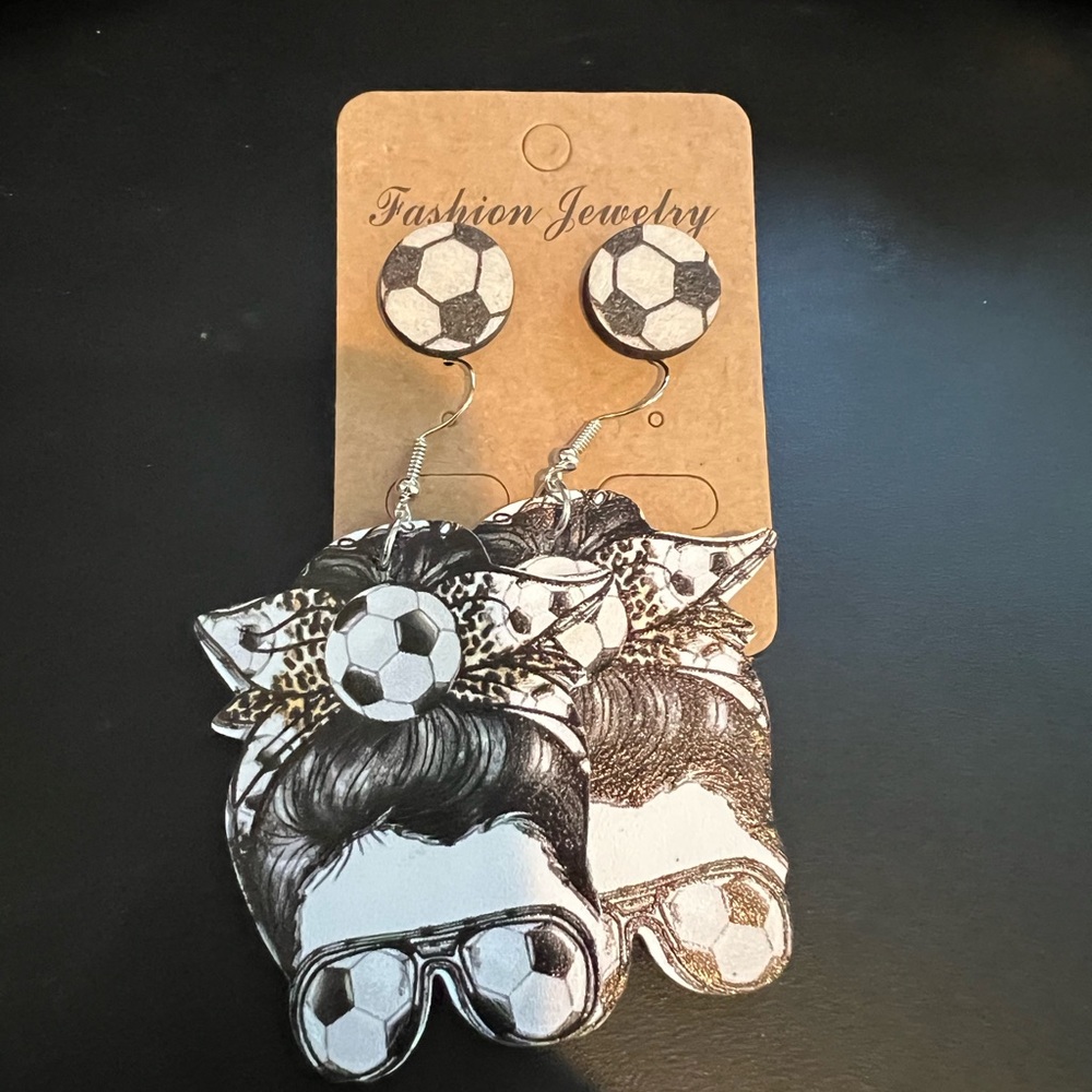 2 Pairs Soccer Earrings & Studs set